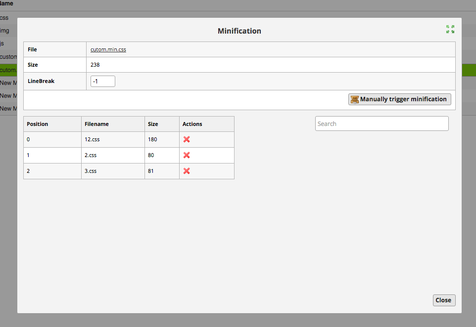 Edit properties of MinifiedCssFile